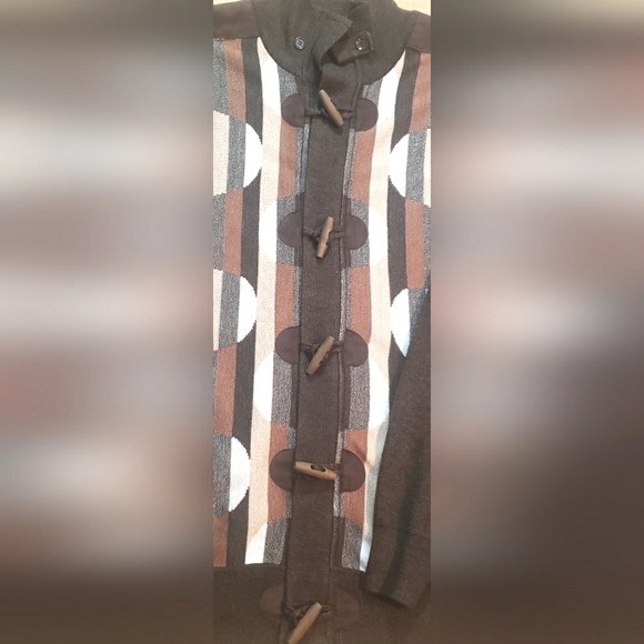 Mens Silversilk Dark Brown Multi Colored Zip Up Mock Neck Sweater Size XLarge - Picture 5 of 11